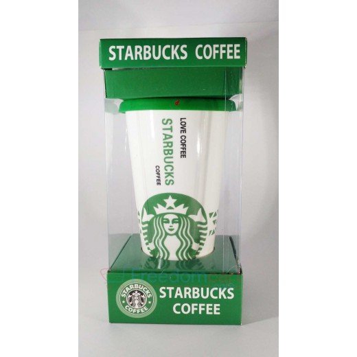 New stylish Ceramic Starbucks printed Coffee Tea Tumbler with Silicon Top Lid 